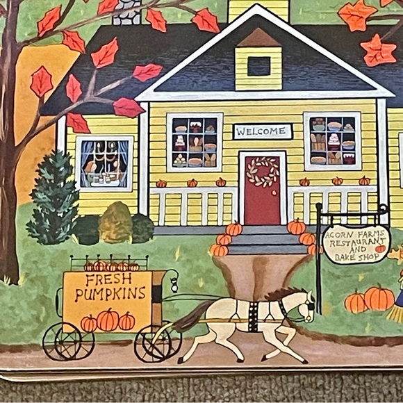 Vintage set of 4 large Cork backed Acorn Farms Medana Gabbard 11.25”x 16.3/4” - Picture 7 of 9